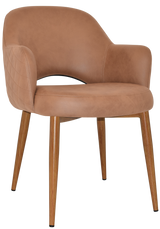 EZ Albury Oak Colour Metal Leg Upholstered Hospitality Dining Armchair