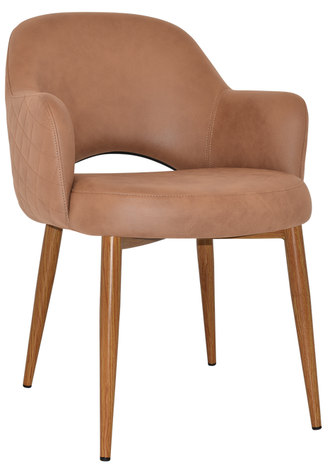 EZ Albury Oak Colour Metal Leg Upholstered Hospitality Dining Armchair