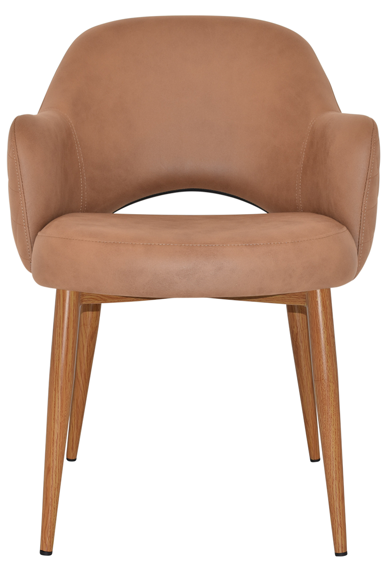 EZ Albury Oak Colour Metal Leg Upholstered Hospitality Dining Armchair