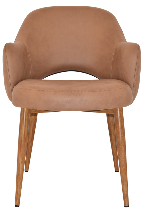 EZ Albury Oak Colour Metal Leg Upholstered Hospitality Dining Armchair