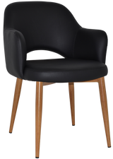 EZ Albury Oak Colour Metal Leg Upholstered Hospitality Dining Armchair