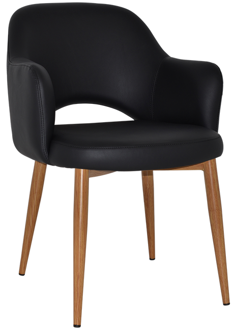 EZ Albury Oak Colour Metal Leg Upholstered Hospitality Dining Armchair