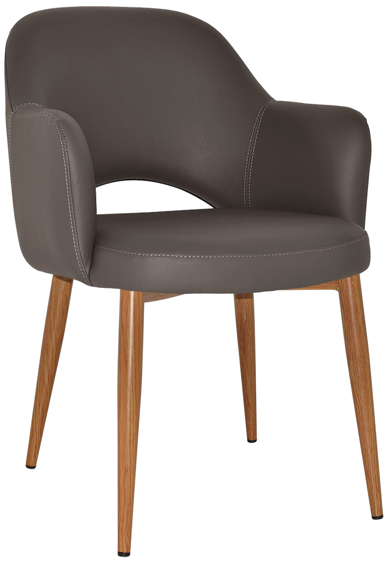 EZ Albury Oak Colour Metal Leg Upholstered Hospitality Dining Armchair