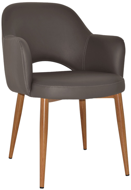 EZ Albury Oak Colour Metal Leg Upholstered Hospitality Dining Armchair