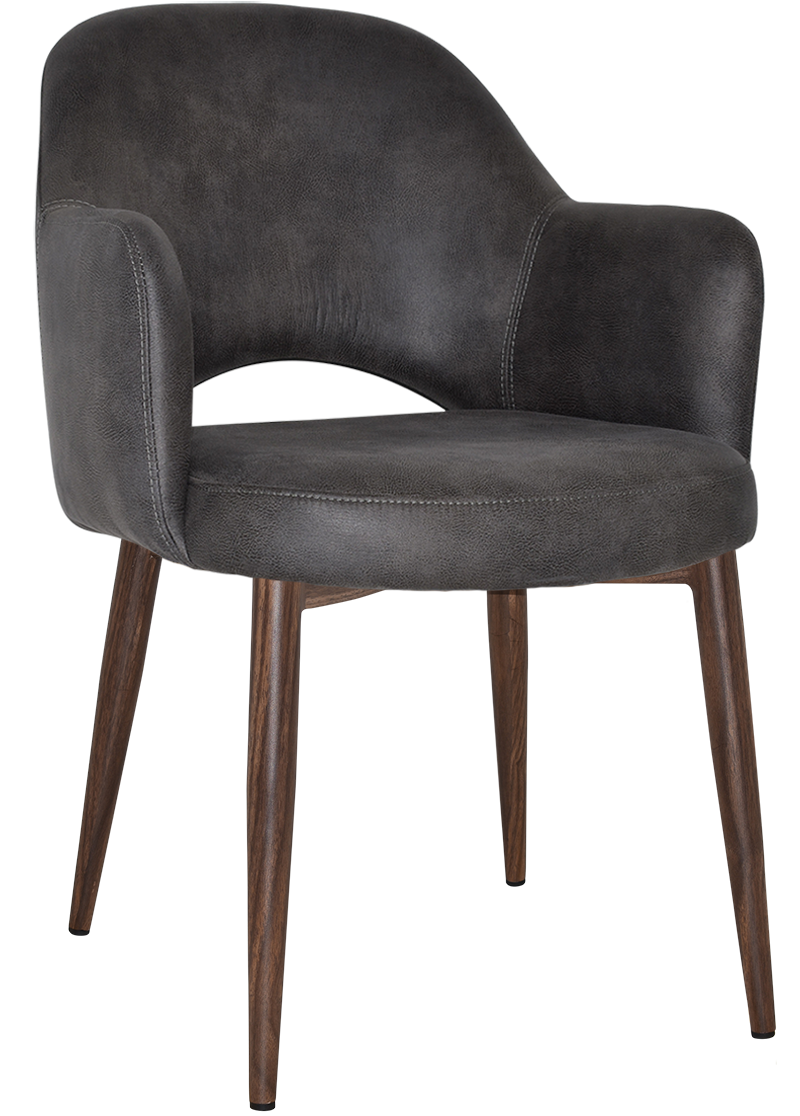 EZ Albury Walnut Colour Metal Leg Upholstered Hospitality Dining Armchair