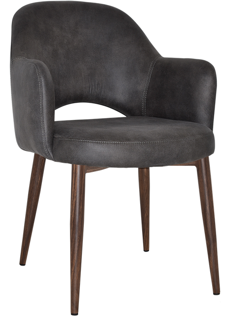 EZ Albury Walnut Colour Metal Leg Upholstered Hospitality Dining Armchair