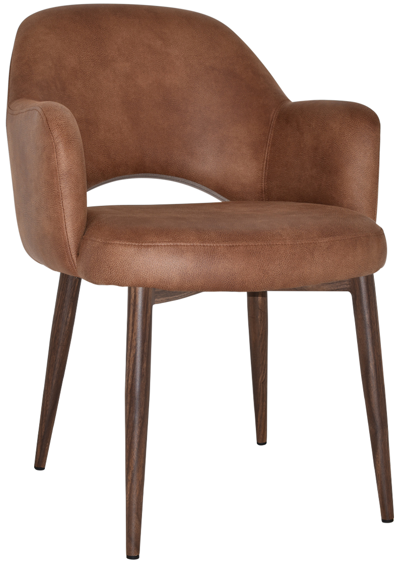 EZ Albury Walnut Colour Metal Leg Upholstered Hospitality Dining Armchair