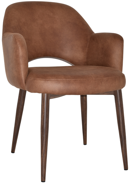 EZ Albury Walnut Colour Metal Leg Upholstered Hospitality Dining Armchair