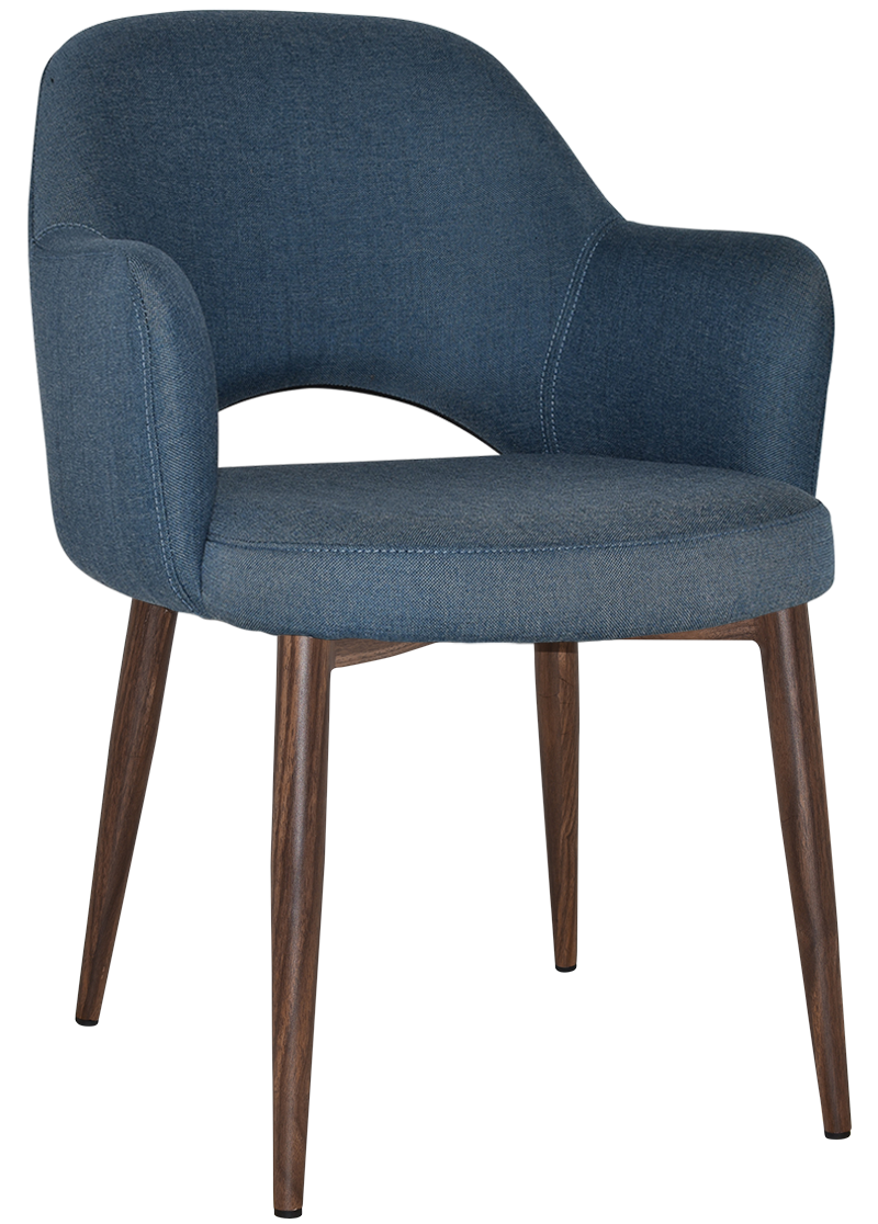 EZ Albury Walnut Colour Metal Leg Upholstered Hospitality Dining Armchair