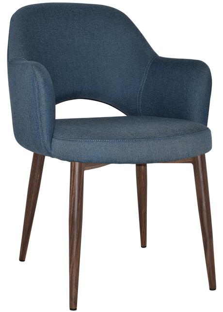 EZ Albury Walnut Colour Metal Leg Upholstered Hospitality Dining Armchair