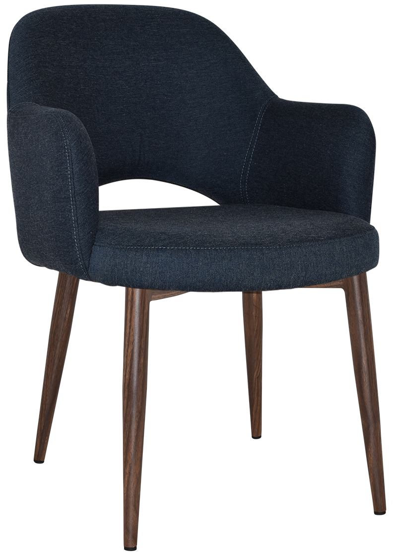 EZ Albury Walnut Colour Metal Leg Upholstered Hospitality Dining Armchair