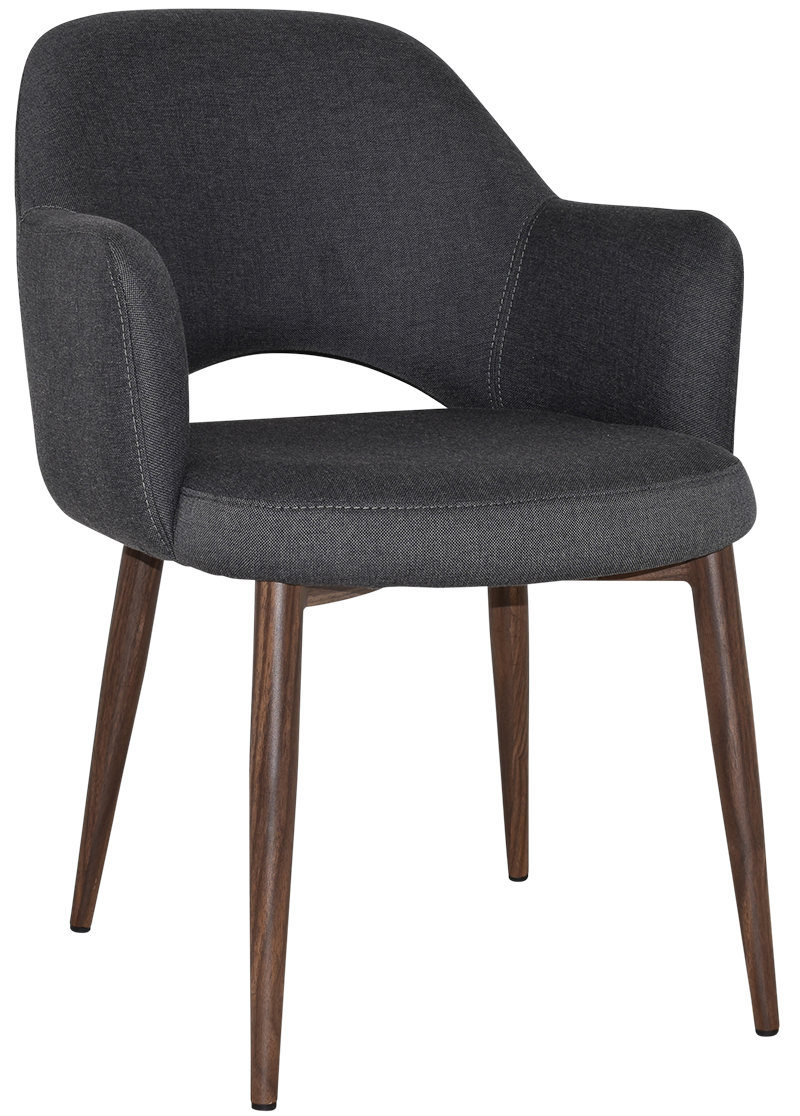 EZ Albury Walnut Colour Metal Leg Upholstered Hospitality Dining Armchair