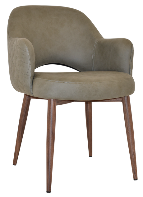 EZ Albury Walnut Colour Metal Leg Upholstered Hospitality Dining Armchair