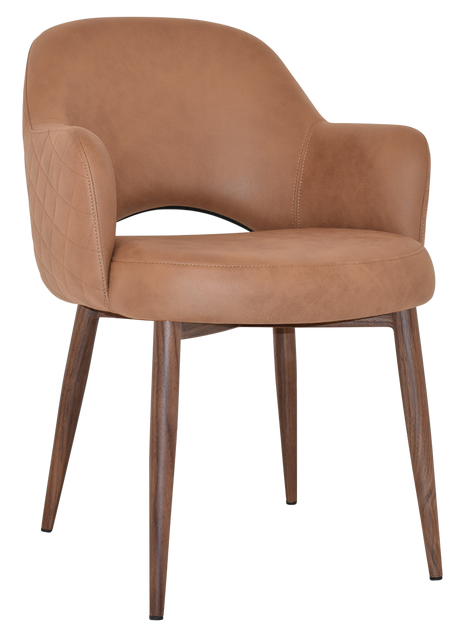 EZ Albury Walnut Colour Metal Leg Upholstered Hospitality Dining Armchair