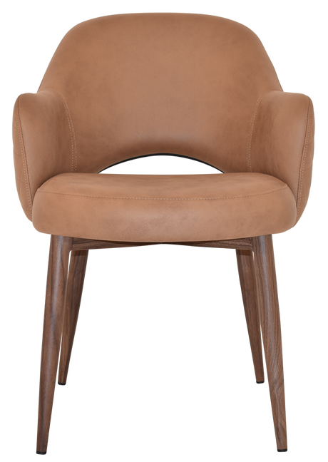 EZ Albury Walnut Colour Metal Leg Upholstered Hospitality Dining Armchair