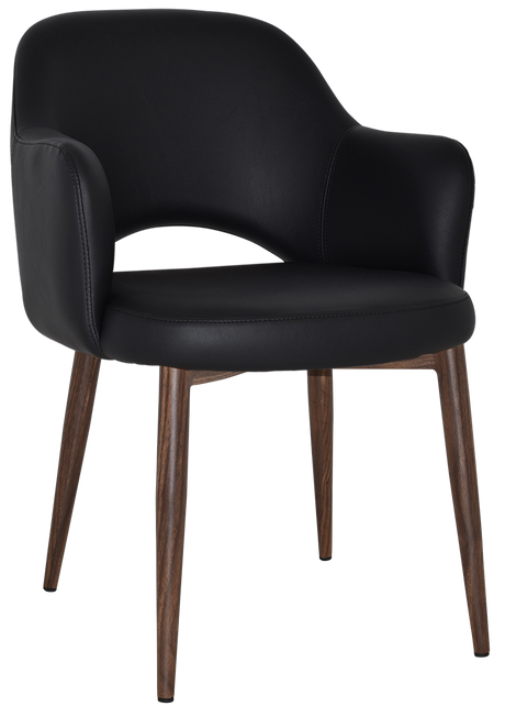 EZ Albury Walnut Colour Metal Leg Upholstered Hospitality Dining Armchair