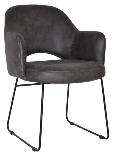 EZ Albury Black Metal Sled Base Upholstered Hospitality Dining Armchair