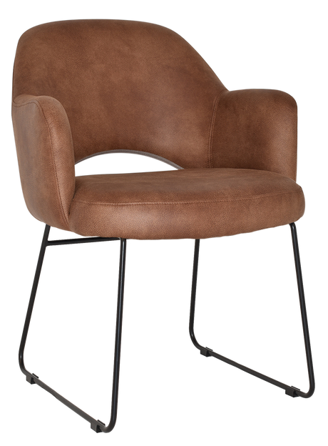 EZ Albury Black Metal Sled Base Upholstered Hospitality Dining Armchair