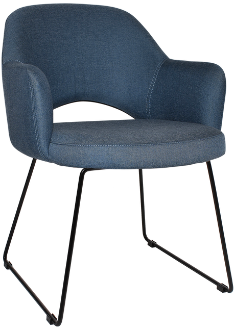 EZ Albury Black Metal Sled Base Upholstered Hospitality Dining Armchair