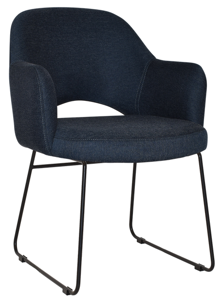 EZ Albury Black Metal Sled Base Upholstered Hospitality Dining Armchair