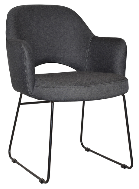 EZ Albury Black Metal Sled Base Upholstered Hospitality Dining Armchair