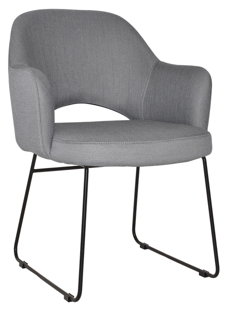 EZ Albury Black Metal Sled Base Upholstered Hospitality Dining Armchair