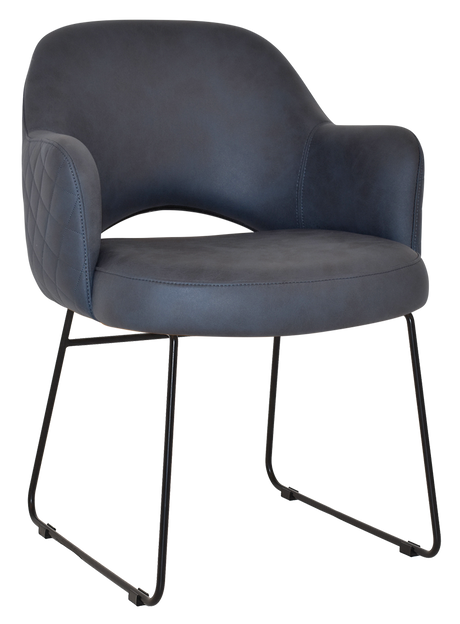 EZ Albury Black Metal Sled Base Upholstered Hospitality Dining Armchair