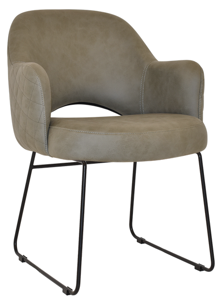 EZ Albury Black Metal Sled Base Upholstered Hospitality Dining Armchair