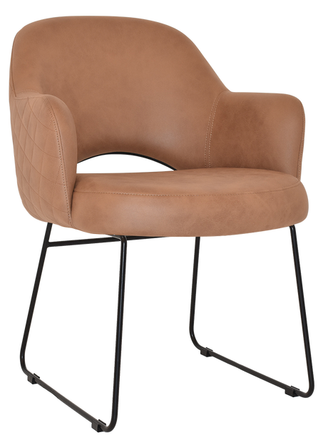EZ Albury Black Metal Sled Base Upholstered Hospitality Dining Armchair