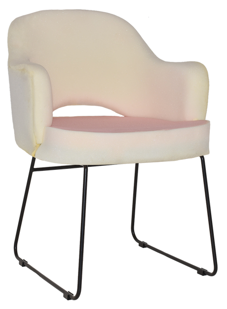 EZ Albury Black Metal Sled Base Upholstered Hospitality Dining Armchair