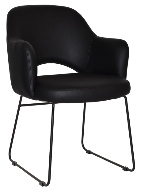 EZ Albury Black Metal Sled Base Upholstered Hospitality Dining Armchair