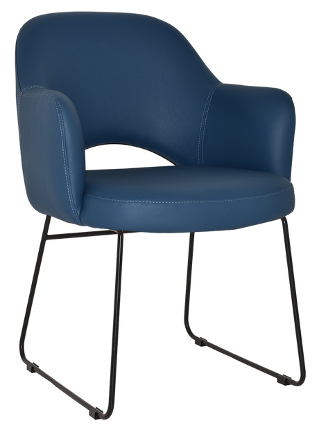EZ Albury Black Metal Sled Base Upholstered Hospitality Dining Armchair