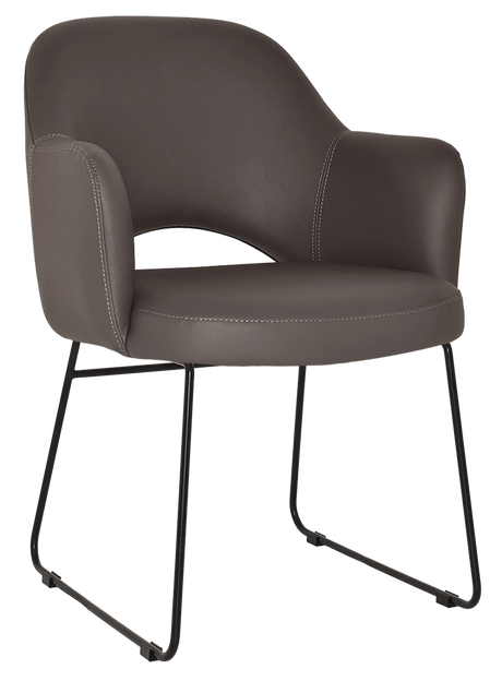EZ Albury Black Metal Sled Base Upholstered Hospitality Dining Armchair