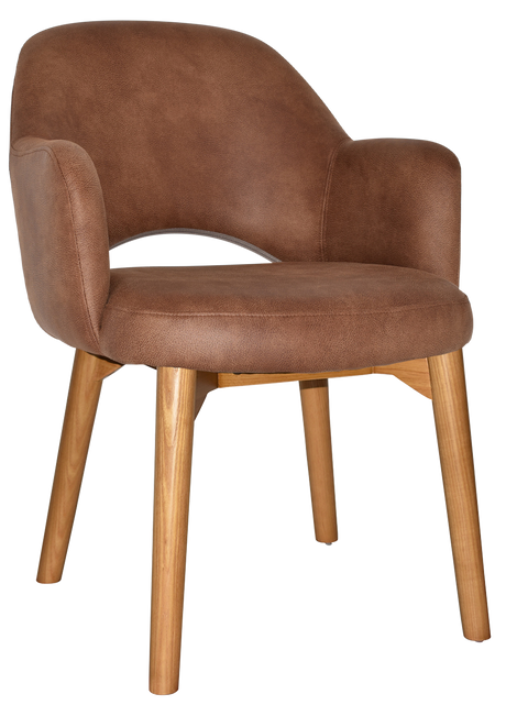 EZ Albury Solid Timber Oak Stained Upholstered Hospitality Dining Armchair