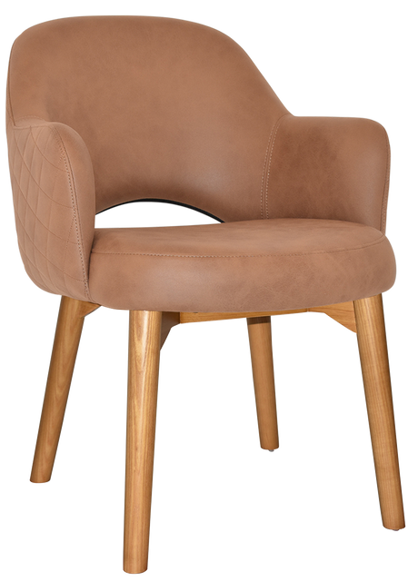 EZ Albury Solid Timber Oak Stained Upholstered Hospitality Dining Armchair