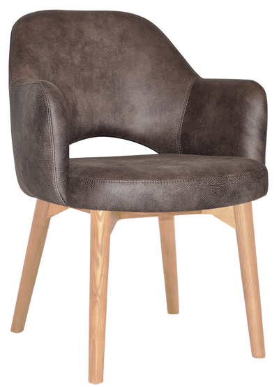 EZ Albury Solid Timber Natural Stained Upholstered Hospitality Dining Armchair