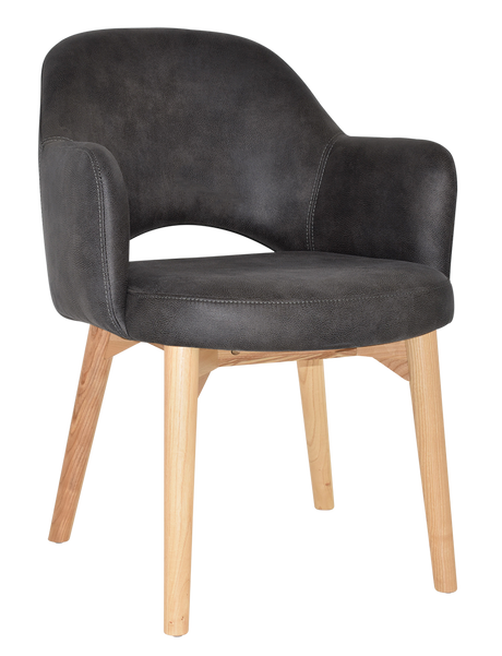 EZ Albury Solid Timber Natural Stained Upholstered Hospitality Dining Armchair