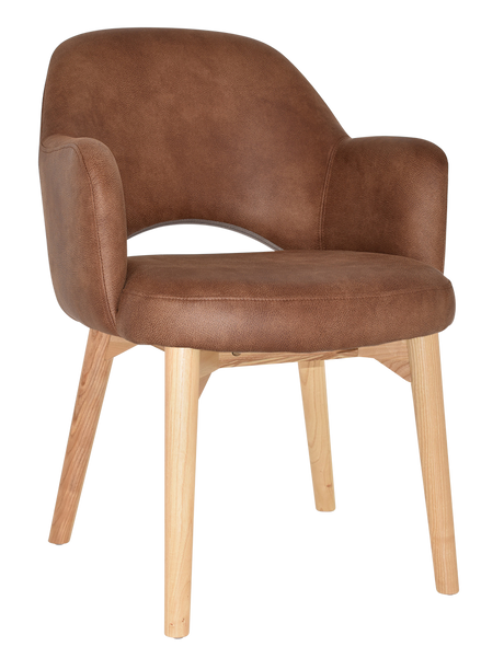 EZ Albury Solid Timber Natural Stained Upholstered Hospitality Dining Armchair