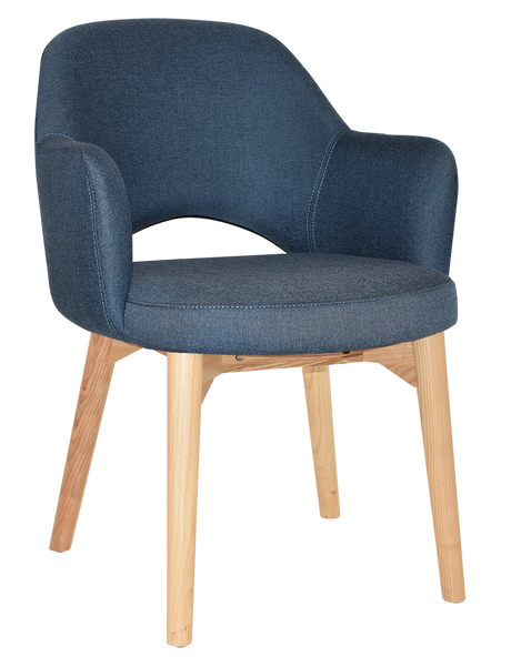 EZ Albury Solid Timber Natural Stained Upholstered Hospitality Dining Armchair