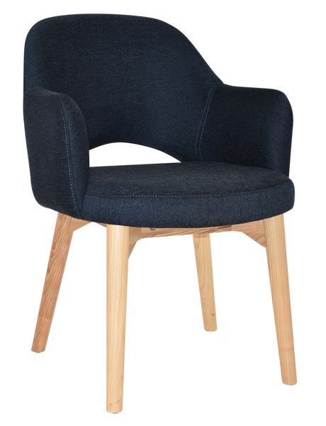 EZ Albury Solid Timber Natural Stained Upholstered Hospitality Dining Armchair
