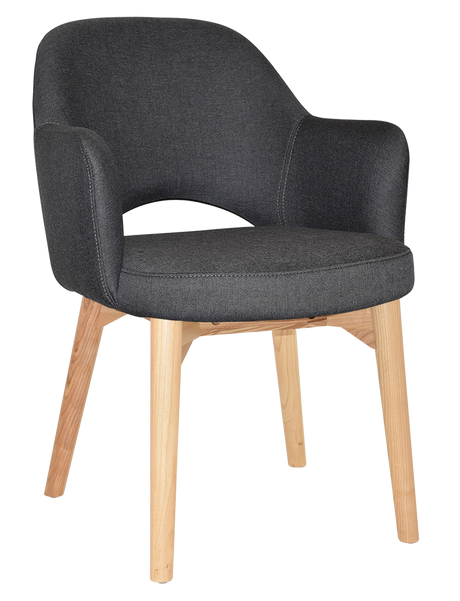 EZ Albury Solid Timber Natural Stained Upholstered Hospitality Dining Armchair