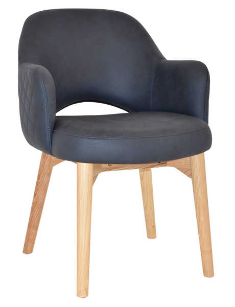 EZ Albury Solid Timber Natural Stained Upholstered Hospitality Dining Armchair