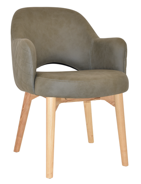 EZ Albury Solid Timber Natural Stained Upholstered Hospitality Dining Armchair