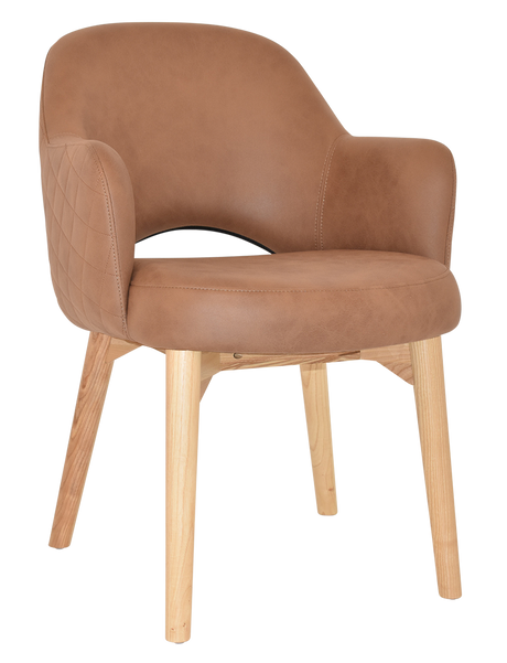 EZ Albury Solid Timber Natural Stained Upholstered Hospitality Dining Armchair