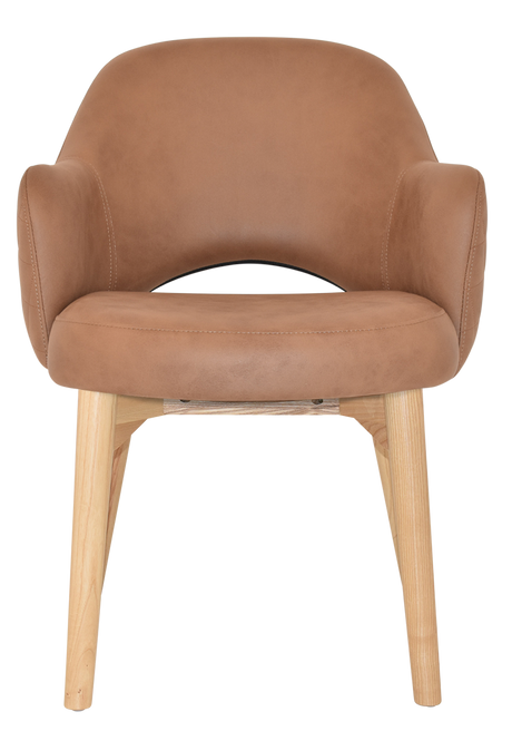 EZ Albury Solid Timber Natural Stained Upholstered Hospitality Dining Armchair