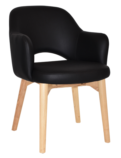 EZ Albury Solid Timber Natural Stained Upholstered Hospitality Dining Armchair