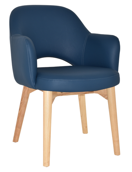 EZ Albury Solid Timber Natural Stained Upholstered Hospitality Dining Armchair