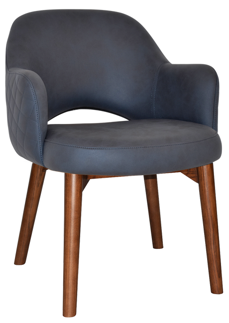 EZ Albury Solid Timber Walnut Stained Upholstered Hospitality Dining Armchair
