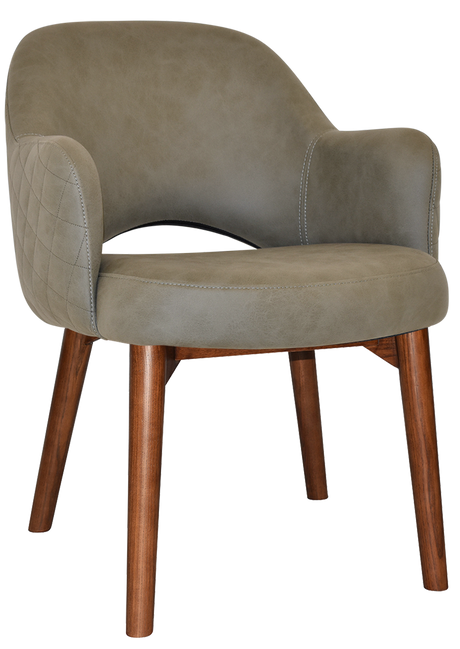 EZ Albury Solid Timber Walnut Stained Upholstered Hospitality Dining Armchair