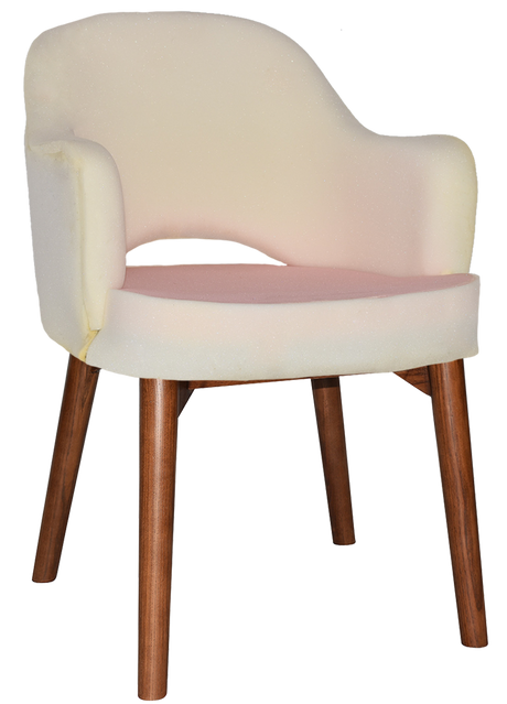 EZ Albury Solid Timber Walnut Stained Upholstered Hospitality Dining Armchair